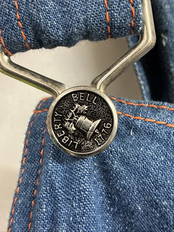 Mono de jean azul de mezclilla con parte inferior campana años 60 70 de colección con cremallera frontal talla XXS?? Foto 3 de 4