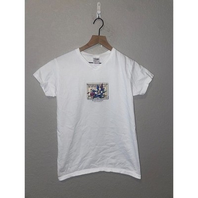 Womens Vintage Mariposa Shirt Wildflowers Flowers California White Tee M Medium
