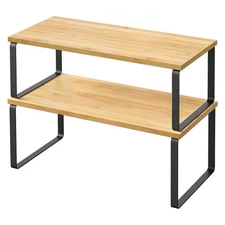 2 Pack Cabinet Organizer Shelves, Stackable and Expandable Kitchen Counter Sh...