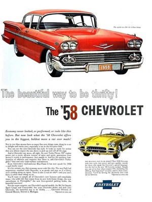 1958 CHEVY BEL AIR Original Vintage Print Ad Chevrolet Belair Sedan 10'' x 14''