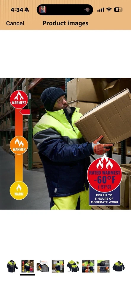 Ergodyne Insulated Freezer Jacket-Heat Reflective Lining XL - Image 2 of 4