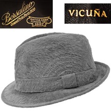 Vintage Borsalino Italy Fedora Hat Gray Brushed 100 Vicuna 55 cm Small 6 7/8