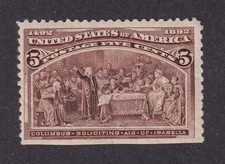 MATT'S STAMPS SCOTT #234 COLUMBIAN 5-CENT SOLICITING AID OF ISABELLA, MNH CV$160