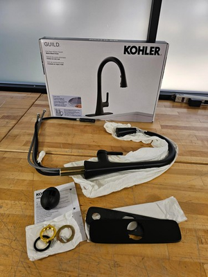 #ad Kohler R33912 BL Guild Pull down Kitchen Sink Faucet High Arc Matte Black $79.99