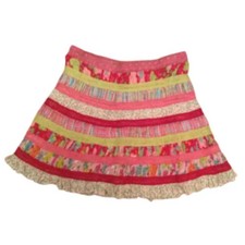 ROOM SEVEN GIRLS 110-5 PINK COTTON PATCHWORK GIRLY BOHO PULL ON SKIRT