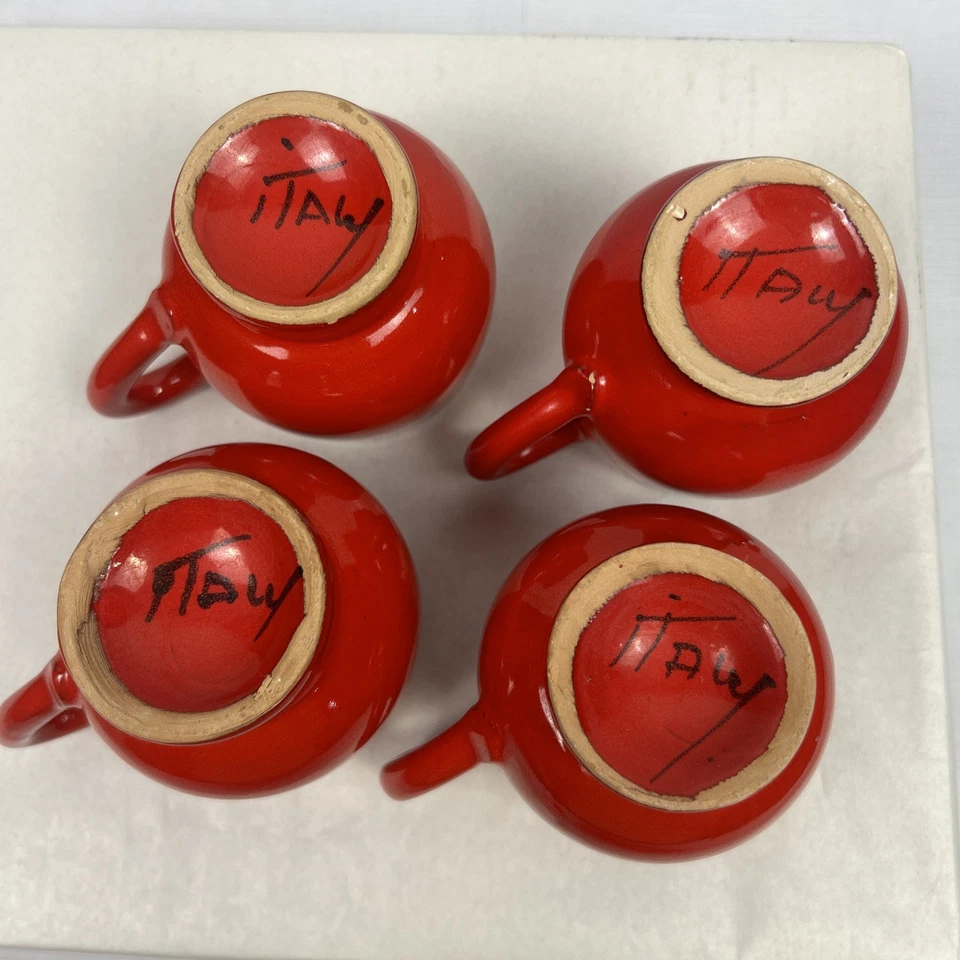 Taza Demitasse Espresso Italiana Café Café Rojo De Colección 4 Hecha en Italia Foto 4 de 4