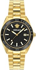Versace VE8E00624 V-Dome black gold Stainless Steel Men's Watch NEW