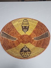 Vtg Tribal Southwest Native American Hand Woven Coil Harvest Basket Bowl 15"