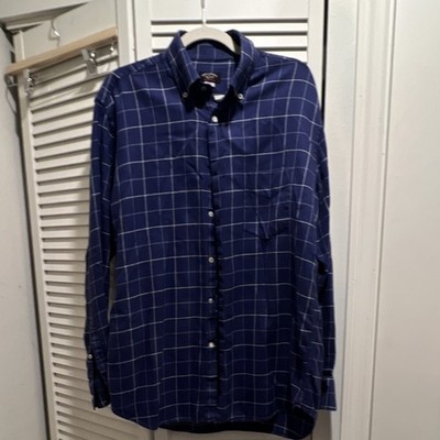 Paul & Shark Yachting Men's Blue White Check Cotton Long Sleeve Button-Up Shirt