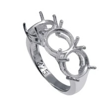 Semi Mount Ring 925 Sterling Silver Ring Size 10X10mm Round 3 Piece Setting Ring