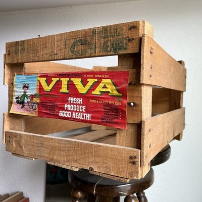 Viva Mexico Brightly Colored Vintage Wood Melon Crate