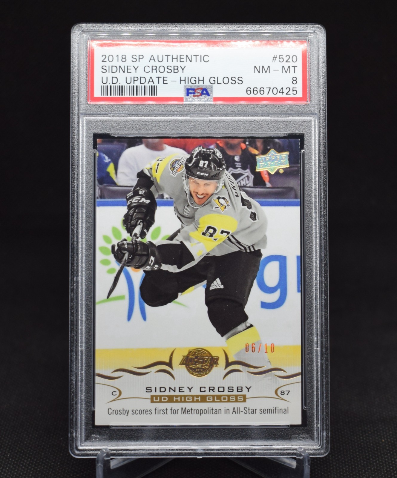 SIDNEY CROSBY 2018/19 SP AUTHENTIC, UD UPDATE - HIGH GLOSS #6/10 🔥🔥 CARD# 520 view 1