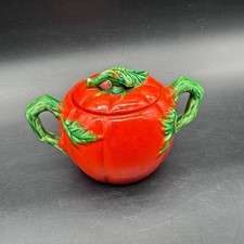 Vintage Tomato Sugar Bowl Japan Ceramic Kitschy Trinket Dish Jewelry Holder