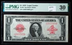 1923 $1 Legal Tender Red Seal PMG 30 Bright Bill