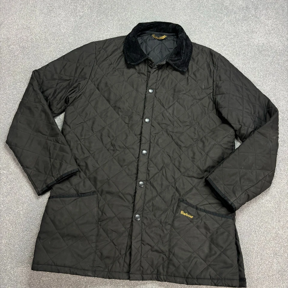 Chaqueta Barbour Adulto Pequeña Negra Acolchada Campo Campo Caza Abrigo Para Hombre Foto 2 de 4