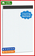 Large Graph Paper Pad 11 X 17, Grid Paper, 4X4 Graph Ruled, Blueprint Quadrille