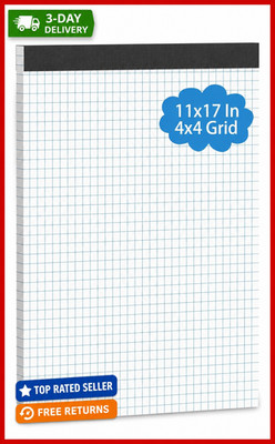 Large Graph Paper Pad 11 X 17, Grid Paper, 4X4 Graph Ruled, Blueprint Quadrille 