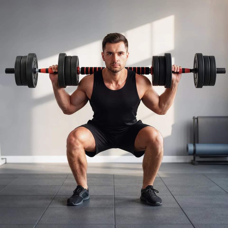HOMCOM 20kg Adjustable 2 IN 1 Barbell Dumbbells Weight Set for Body Fitness, photo 2 of 5