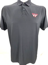 NEW Virginia Tech Hokies Black Under Armour SS Button Golf Polo Shirt Men's L