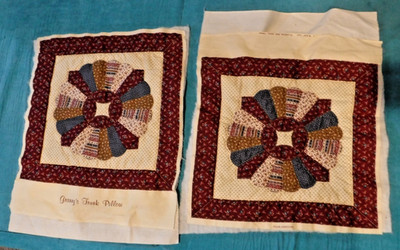 GRANNY'S TRUNK PILLOW 2 QUILTED SQUARES VIP PRINT BY CRANSTON PRINT CO