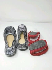 2 NEW Storehouse Flats Women's 8 Red Sparkle + Tinsel Twinkle Black Silver