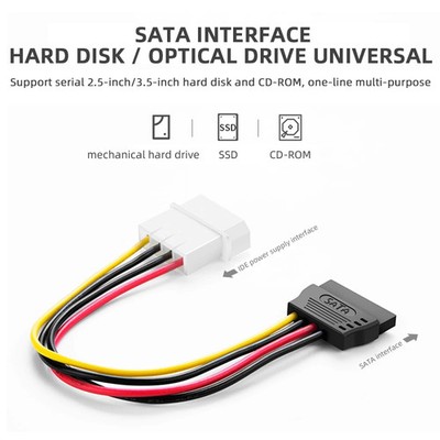 Kabeladapter Molex 4-polig auf SATA Stromverlängerung SATA Y-Splitter