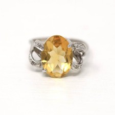 4.54 Karat Natürlich Citrin Edelstein Statement Ring 10k Weiß Gold Ring U855