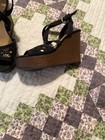 indigo rd. Women’s Black Faux Suede Laser Cut Wedge Sandals Ankle Strap 6 — photo 2