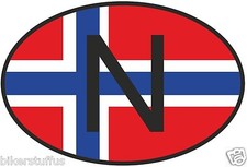 N NORWAY COUNTRY CODE OVAL WITH FLAG STICKER LAPTOP STICKER WINDOW STICKER