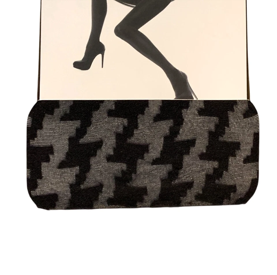 Paquete de 2 Medias Express Largo Completo Estampado Zig Zag Nylon Negro Transparente S/M Nuevas Foto 3 de 4