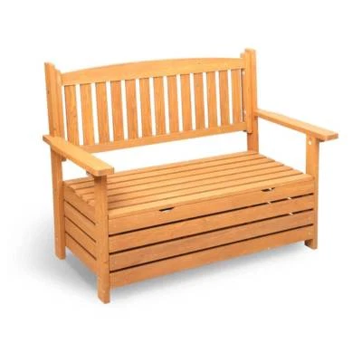 Wooden 2 Seat Storage Box Outdoor Timber Furniture Garden Bench
