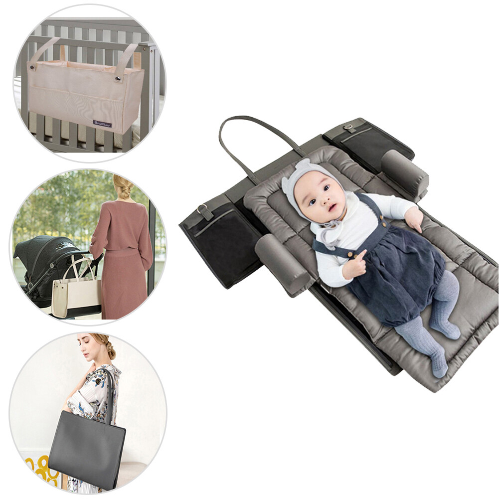 3in1 Portable Nursery Bed Baby Infant Travel Diaper Bag Stroller Crib Bassinet-image