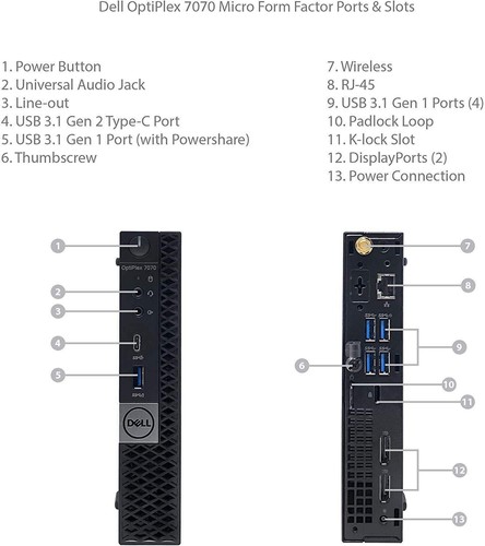 Dell OptiPlex 7070 Micro PC i5-9500T CPU 16GB RAM 256GB SSD Win 11 Pro WIFI - Picture 2 of 3