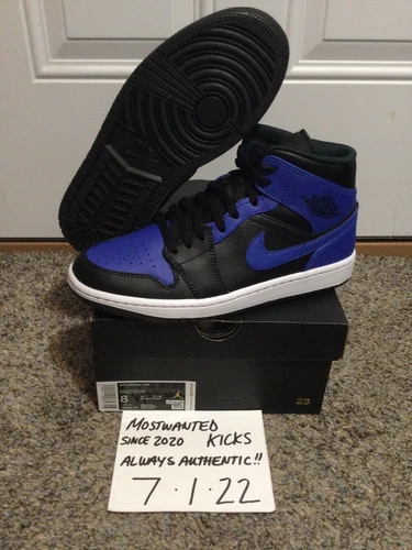 DS 2020 Nike Air Jordan 1 Mid Royal Tumbled Leather Men’s Sz 8