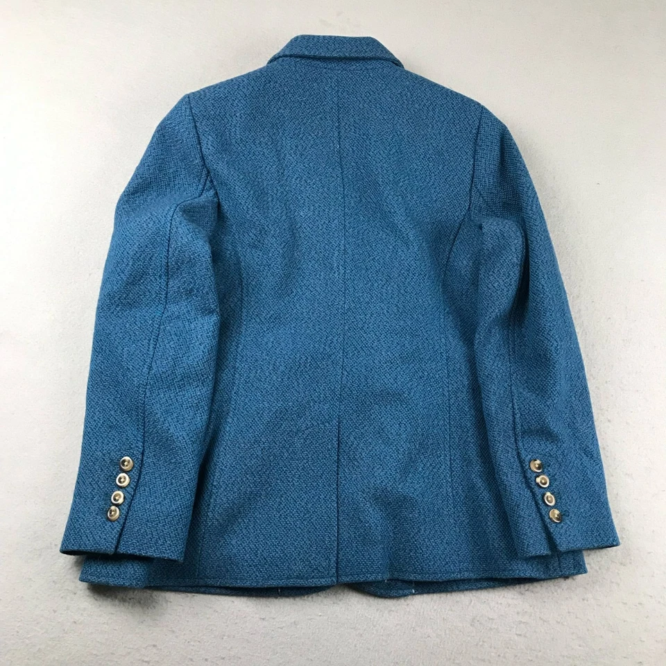LL Bean Blazer Womens 10P Blue Wool Cashmere Lined Button Up Jacket Coat - Image 3 of 4