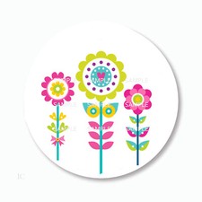30 Pretty Flowers Daisies Scrapbook Stickers 1.5" Round Envelope Seals Labels