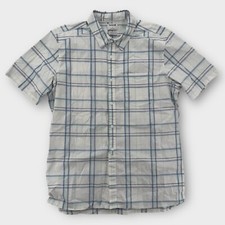 Hurley Shirt Mens Large Button Down Classic Fit Plaid SS Stretch Blue NEW