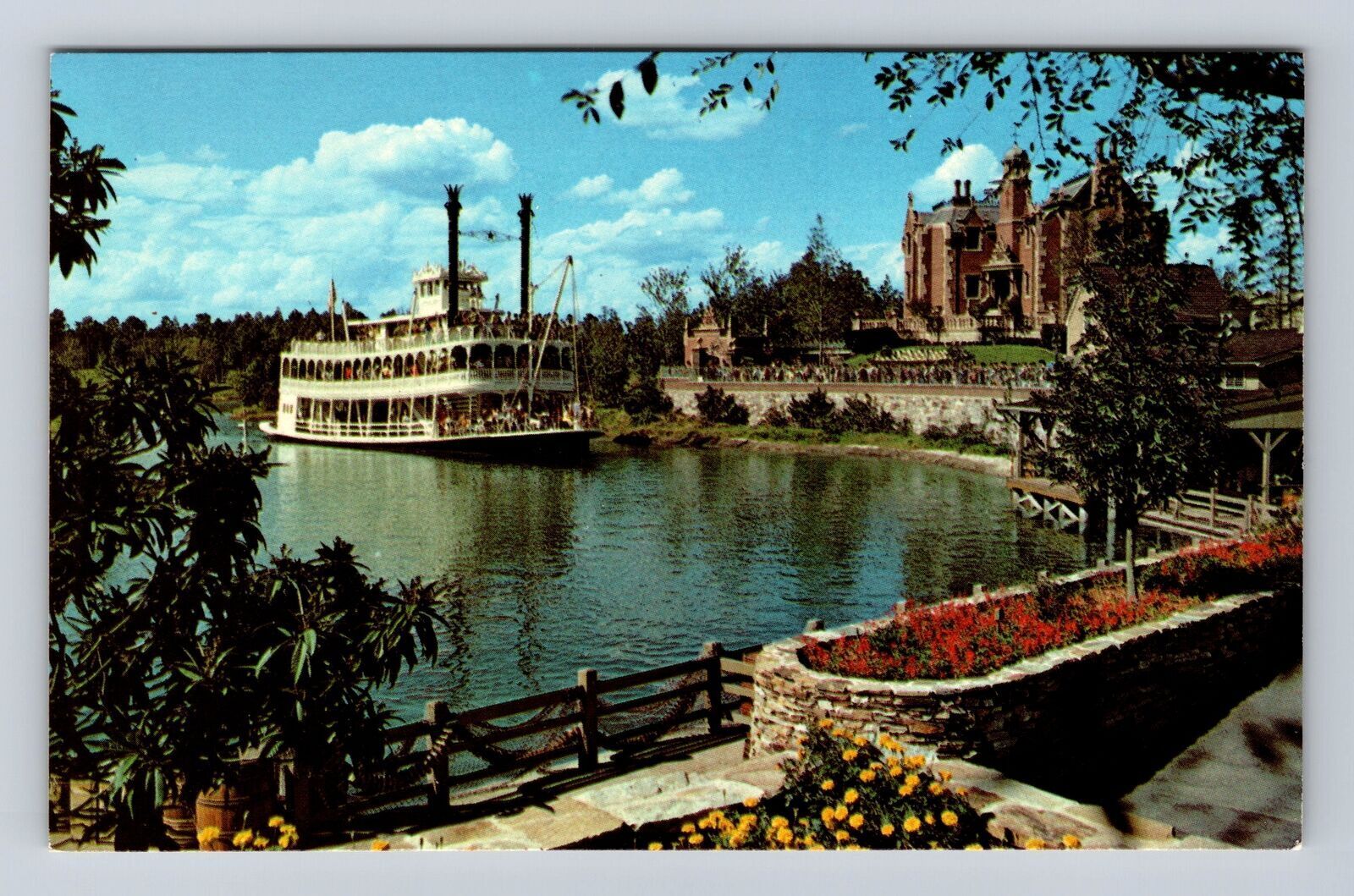 Vintage Disney World Admiral Joe Fowler Sternwheeler Postcard Orlando Florida