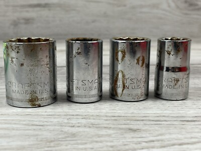 #ad Vintage Craftsman V Metric 12pt Short Socket 1 2” Drive 4 Pcs Set USA $30.83