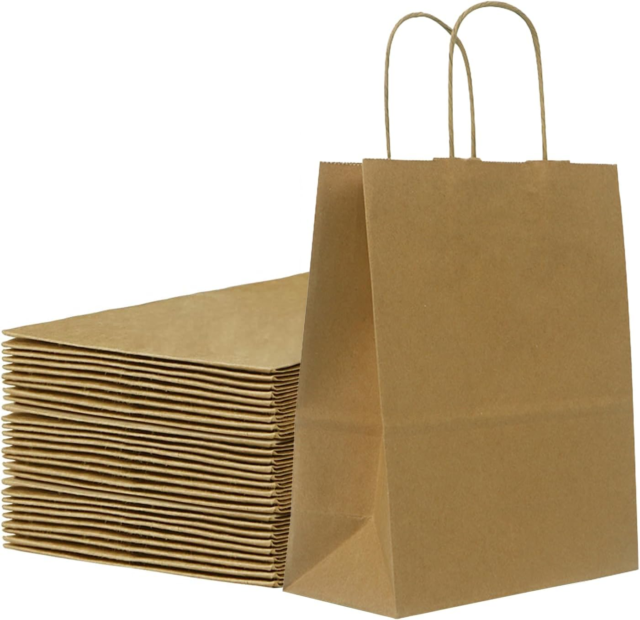 25 Pcs Kraft Paper Bags Gautio Gift Bags with Handles 21X11X27 Cm Brown Shoppin