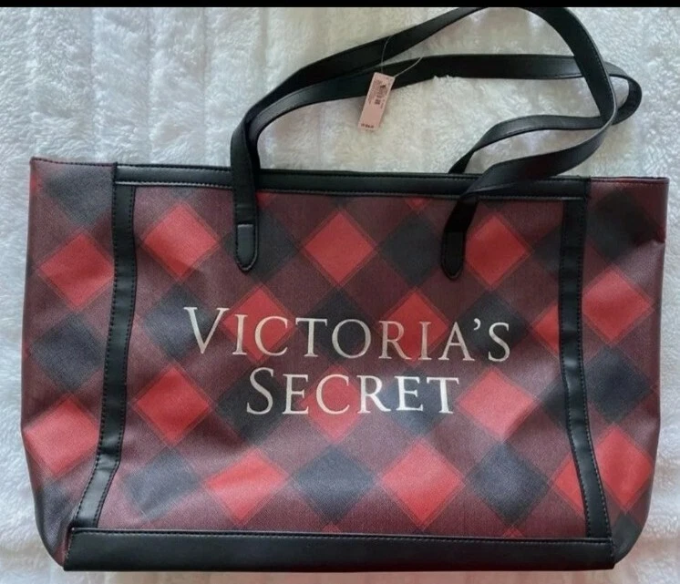 victoria secret red and black tote bag