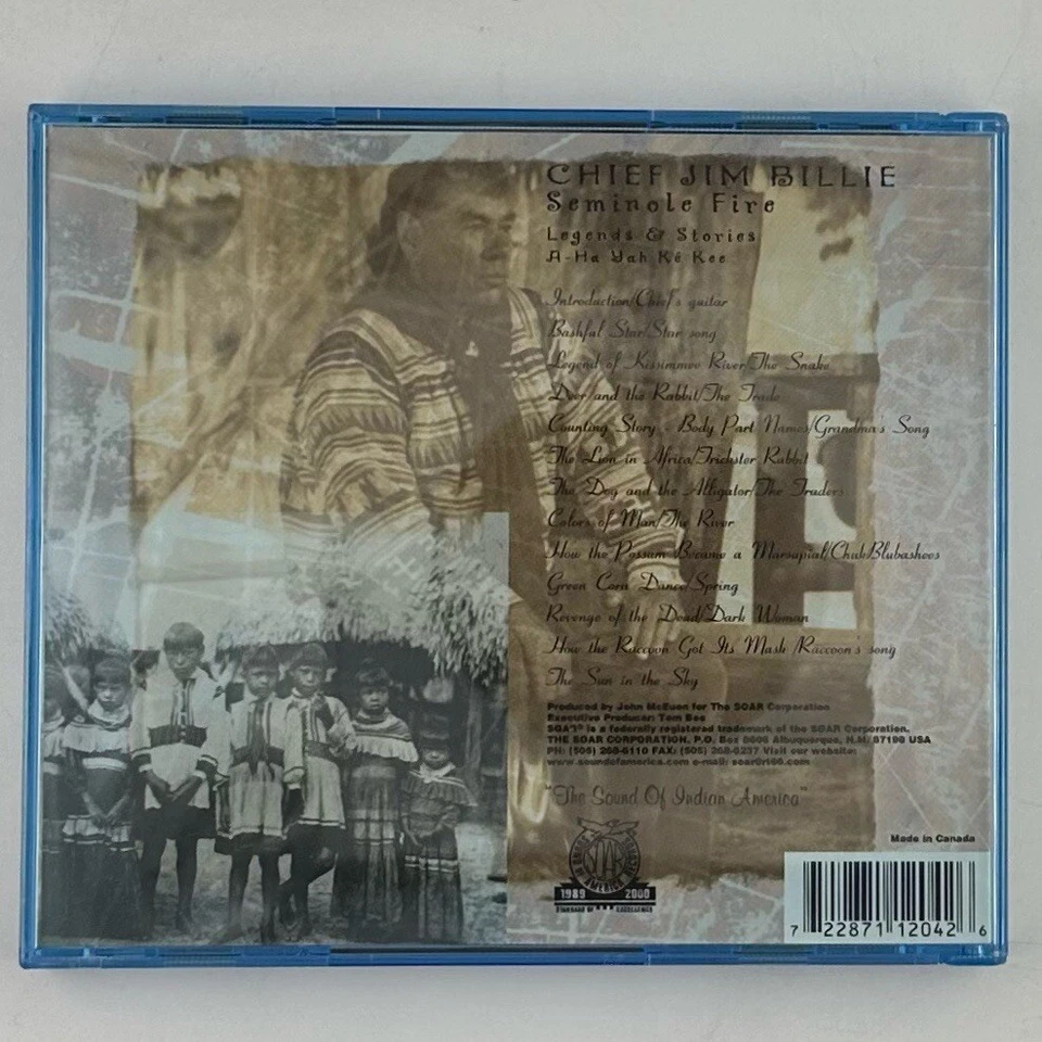 Chief Jim Billie Seminole Fire Legends & Stories A-Ha Yah Ke Kee SOAR 204 CD Foto 3 de 4