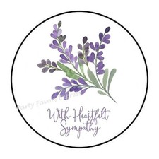 30 WITH HEARTFELT SYMPATHY ENVELOPE SEALS LABELS STICKERS 1.5" ROUND