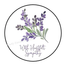 30 WITH HEARTFELT SYMPATHY ENVELOPE SEALS LABELS STICKERS 1.5" ROUND