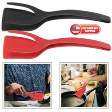 2x 2 in 1 Flip Utensils Non Stick Silicone Omelette Kitchen Spatula Cooking Tool