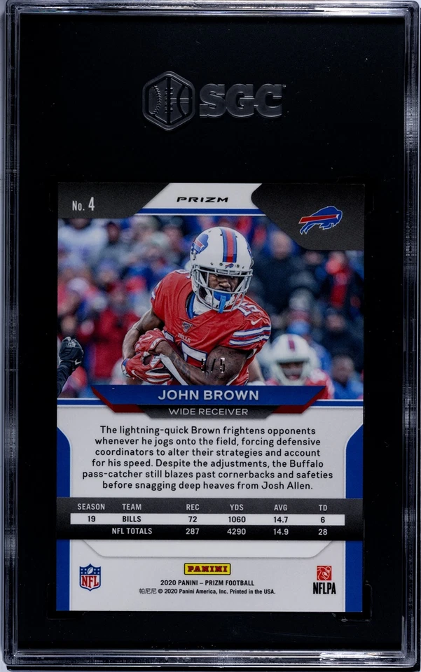 Panini Prizm #4 2020 John Brown No Huddle verde neón Prizm 5/5 - SGC 9,5 Foto 2 de 2
