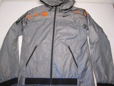 Nike Mens Size S Windbreaker Jacket Gray Dri-Fit Hooded Active Outerwear