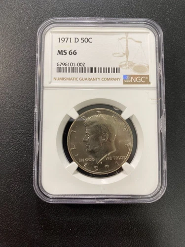 1971 D KENNEDY HALF DOLLAR NGC MS-66 - UNCIRCULATED - CLAD - CERTIFIED SLAB -50C