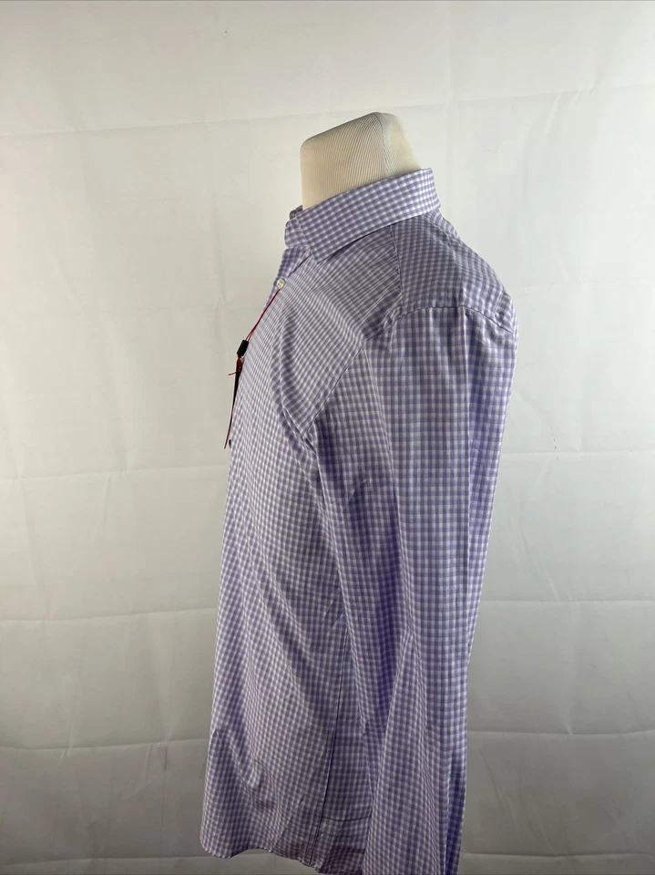 Camisa de vestir a cuadros morada Hugo Boss para hombre 15 - 32/33 $195 Foto 4 de 4