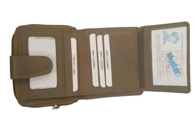 LADIES LEATHER WALLET 09 CARDS AMBANC BRAND 09 CARDS (CAMEL) AVG 95